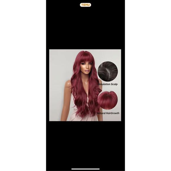 26 inch burgundy/wine colored synthetic wig heat resistant ￼ - Picture 10 of 11